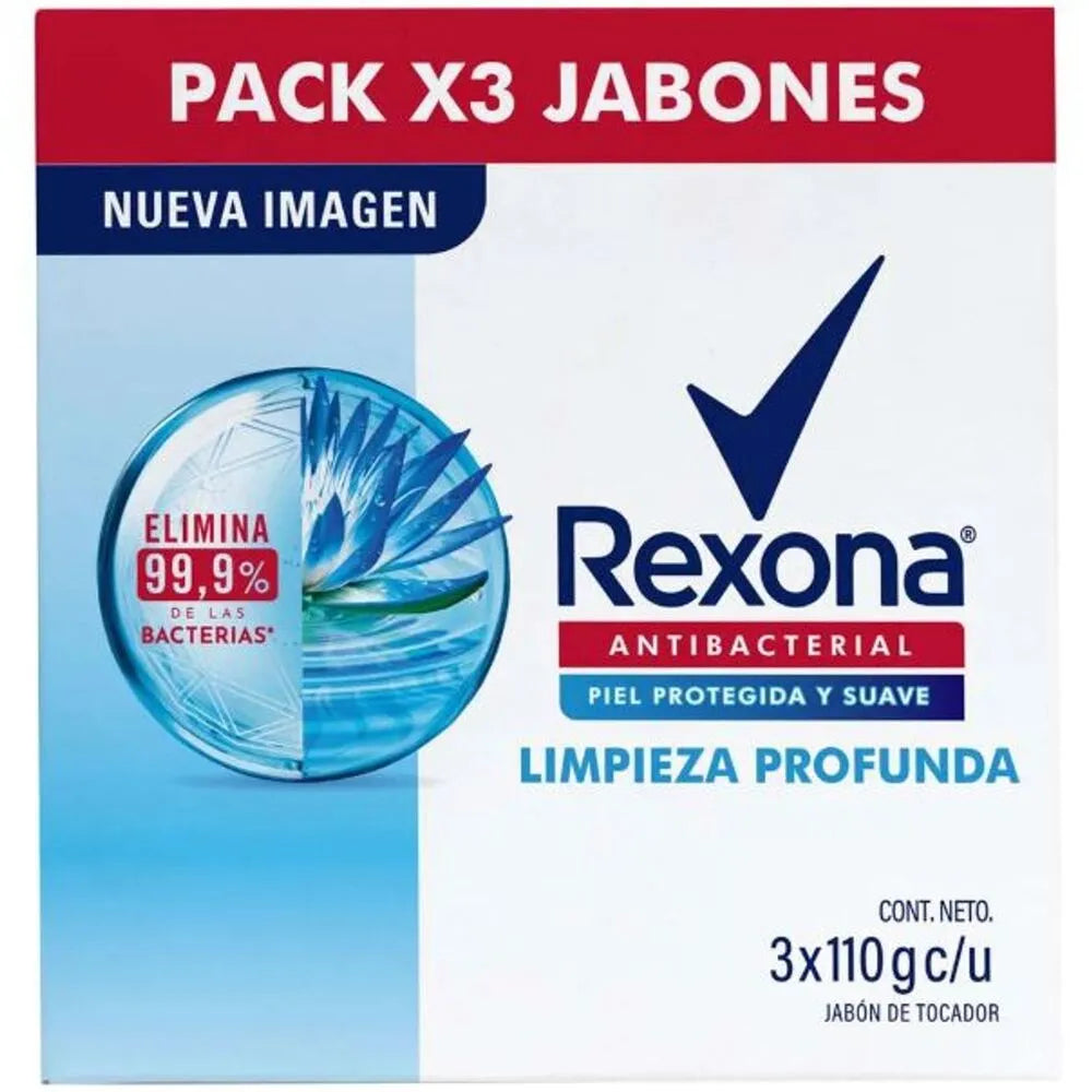 Jabón de Tocador Rexona Limpieza Profunda Empaque 3 Und 