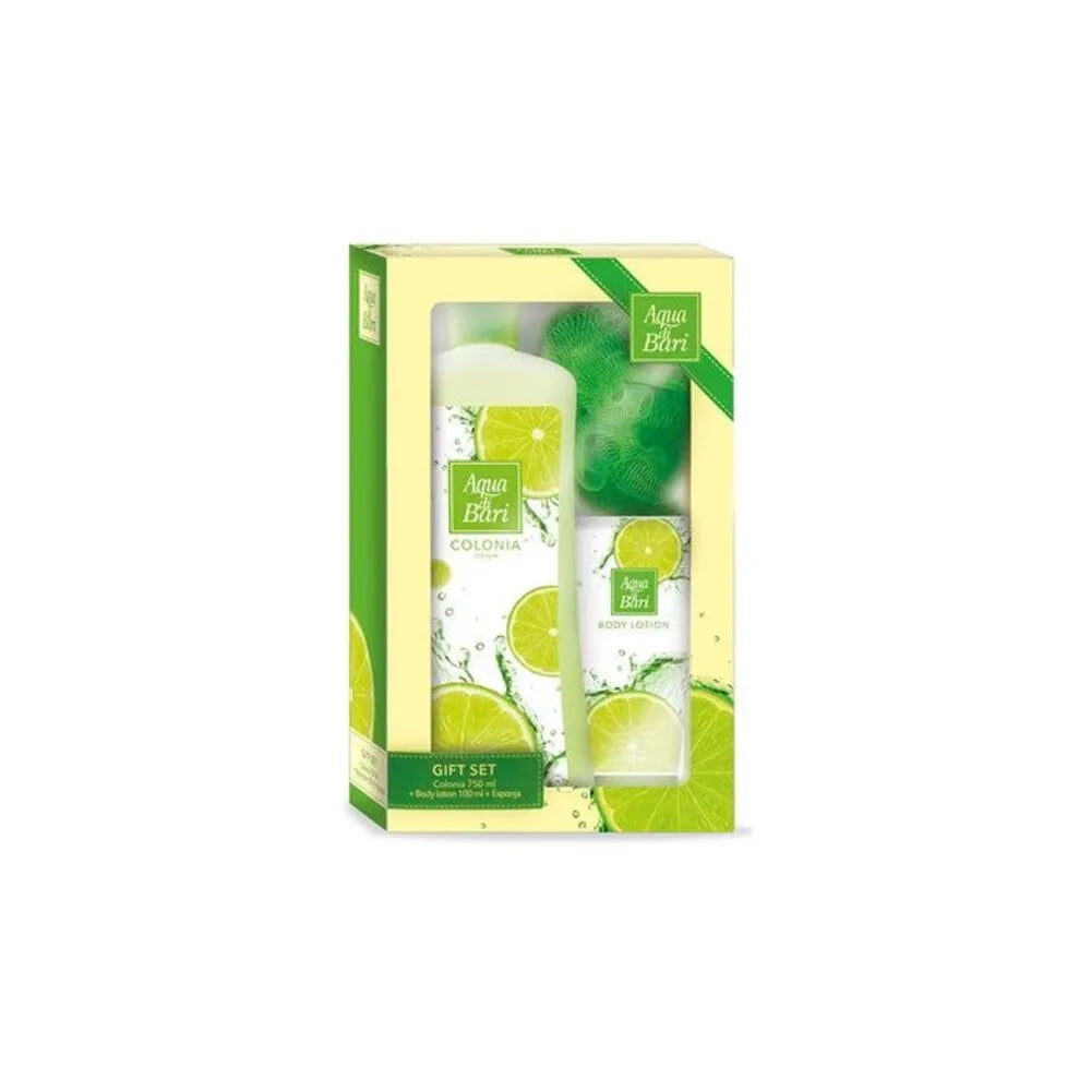 Set Colonia x 750ML Aqua Di Bari + Body Lotion x 100ML + Esponja de ducha