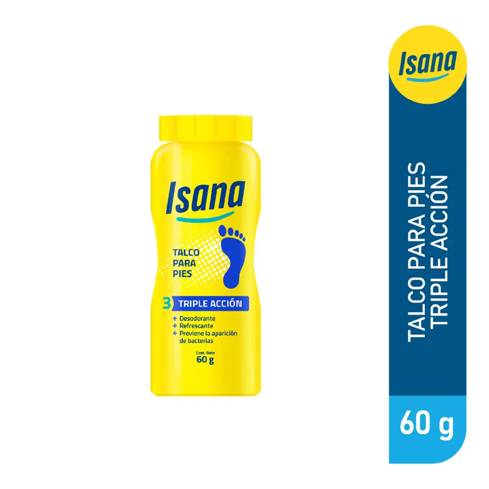 Talco Para Pies Mentolado Triple Acción Isana -Frasco 60 g