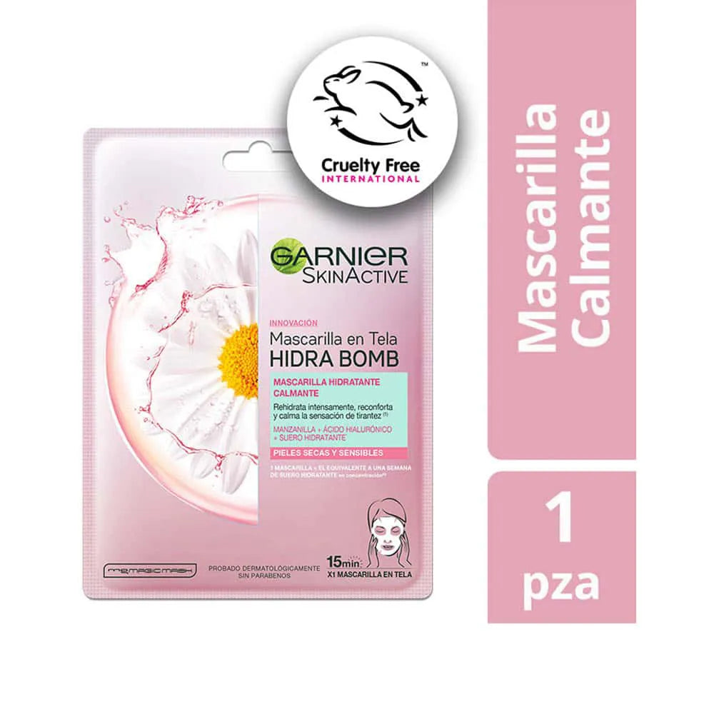 Mascarilla Facial en Tela Garnier Skin Active Calmante con Manzanilla – Frasco 32 gr
