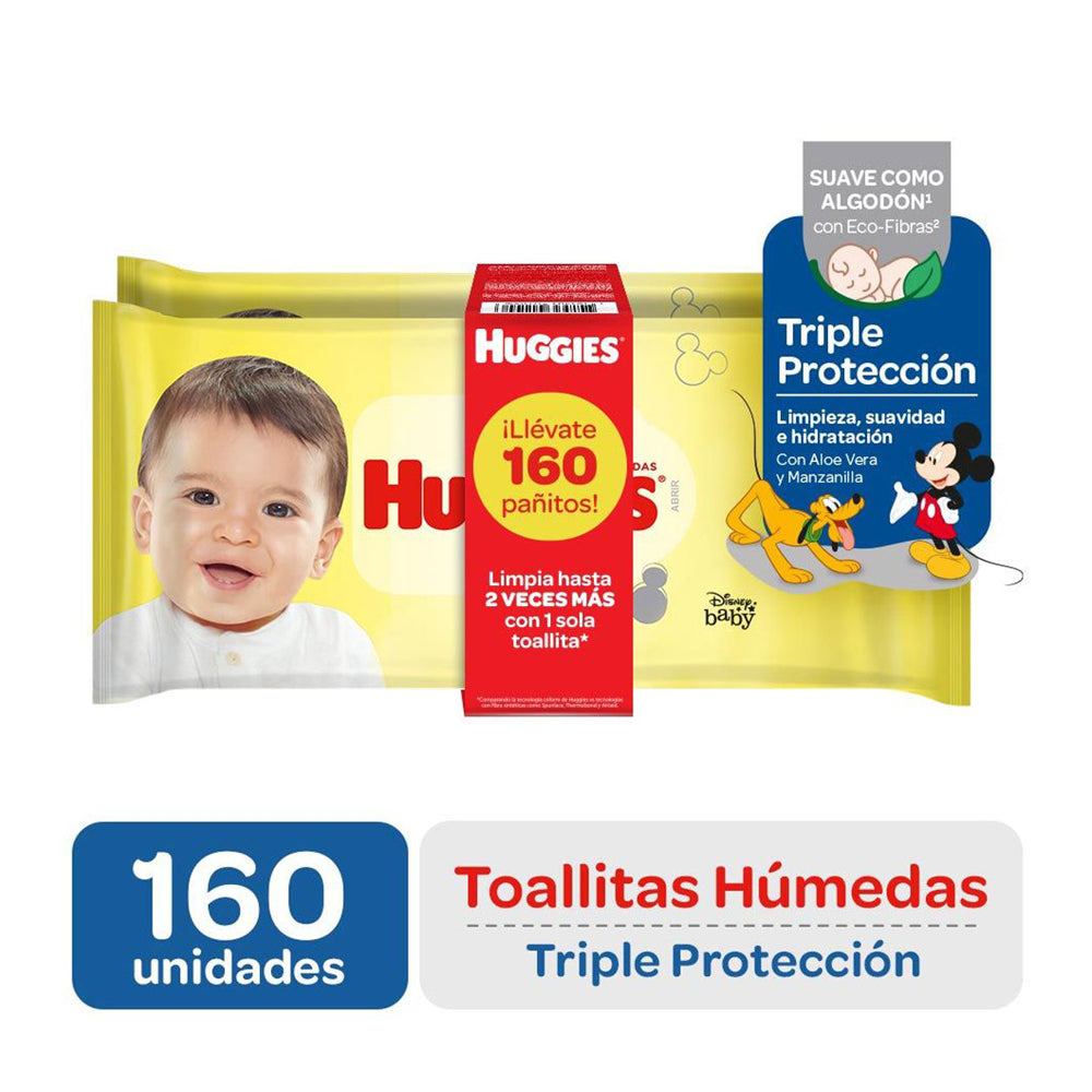 Toallitas Húmedas Huggies Triple Protección Empaque 2x80 und