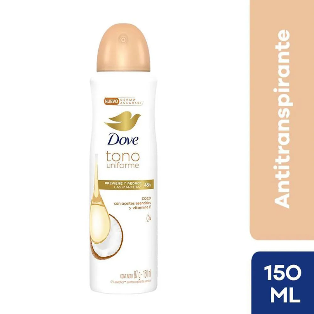 Desodorante Para Mujer En Aerosol Dove Tono Uniforme Coco – Frasco 150 ml