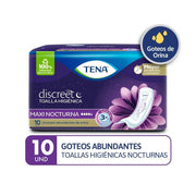 Tena Discreet Maxi Nocturna Toallas Higiénicas x 10 Un