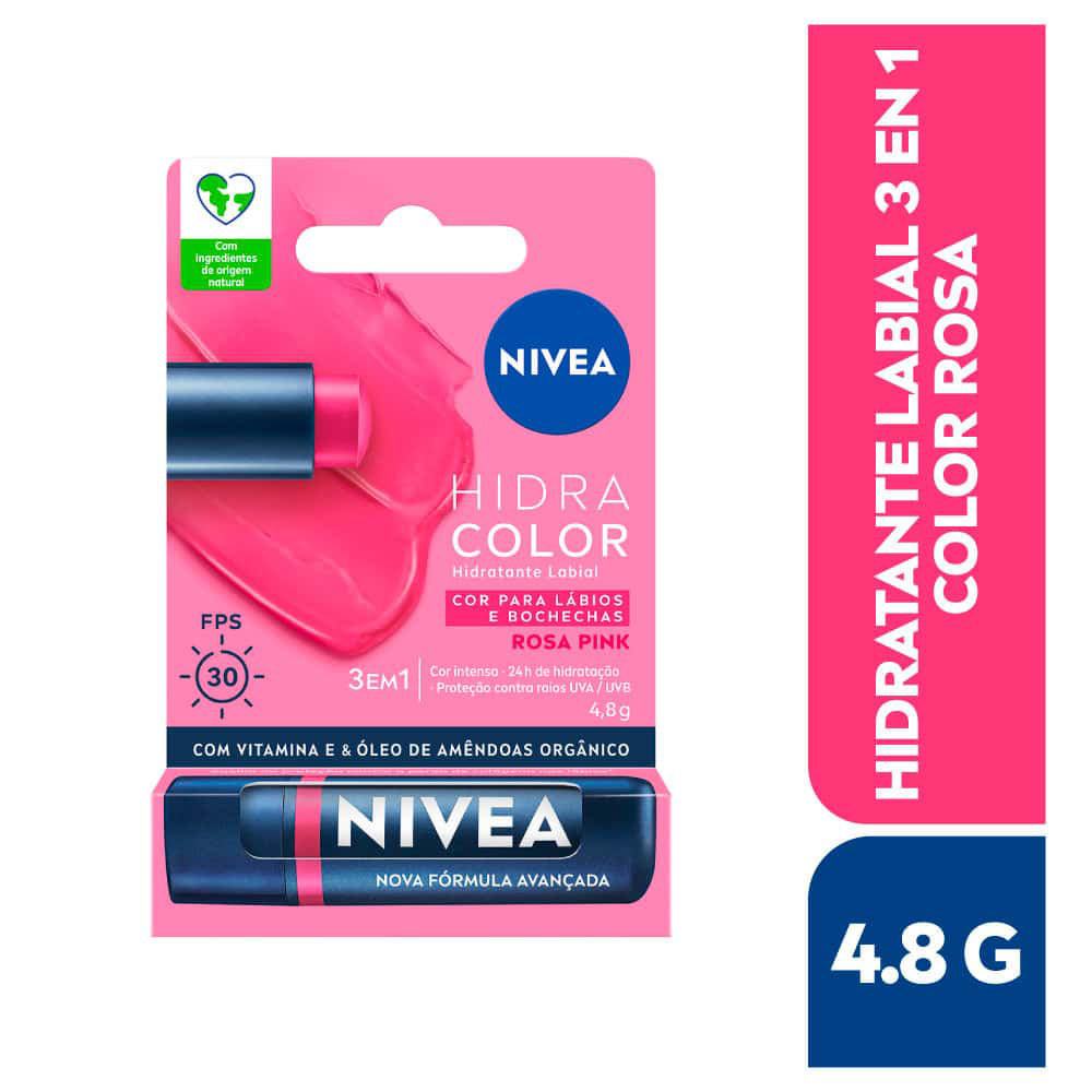 Hidratante Labial 3 En 1 Nivea Color Rosa x 4 g