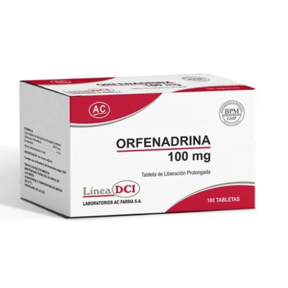 Orfenadrina Citrato 100 mg Ac Tabletas Caja 100 und