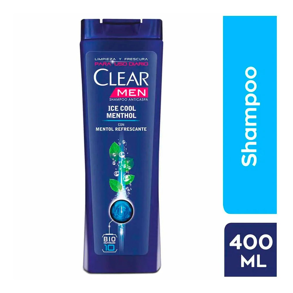 Shampoo Clear Men Ice Cool Menthol 2en1 – Frasco 400 ml