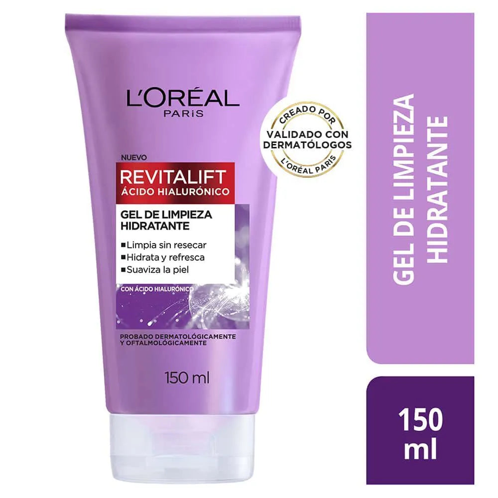 Gel Limpiador L'Oréal Revitalift Ácido Hialurónico – Tubo 150 ml