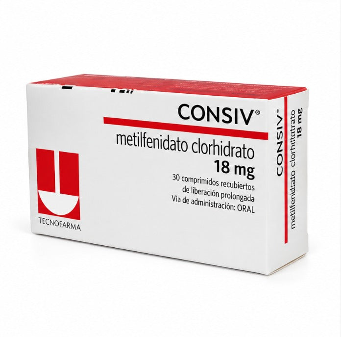 Metilfenidato: consiv 18mg x 30 tab